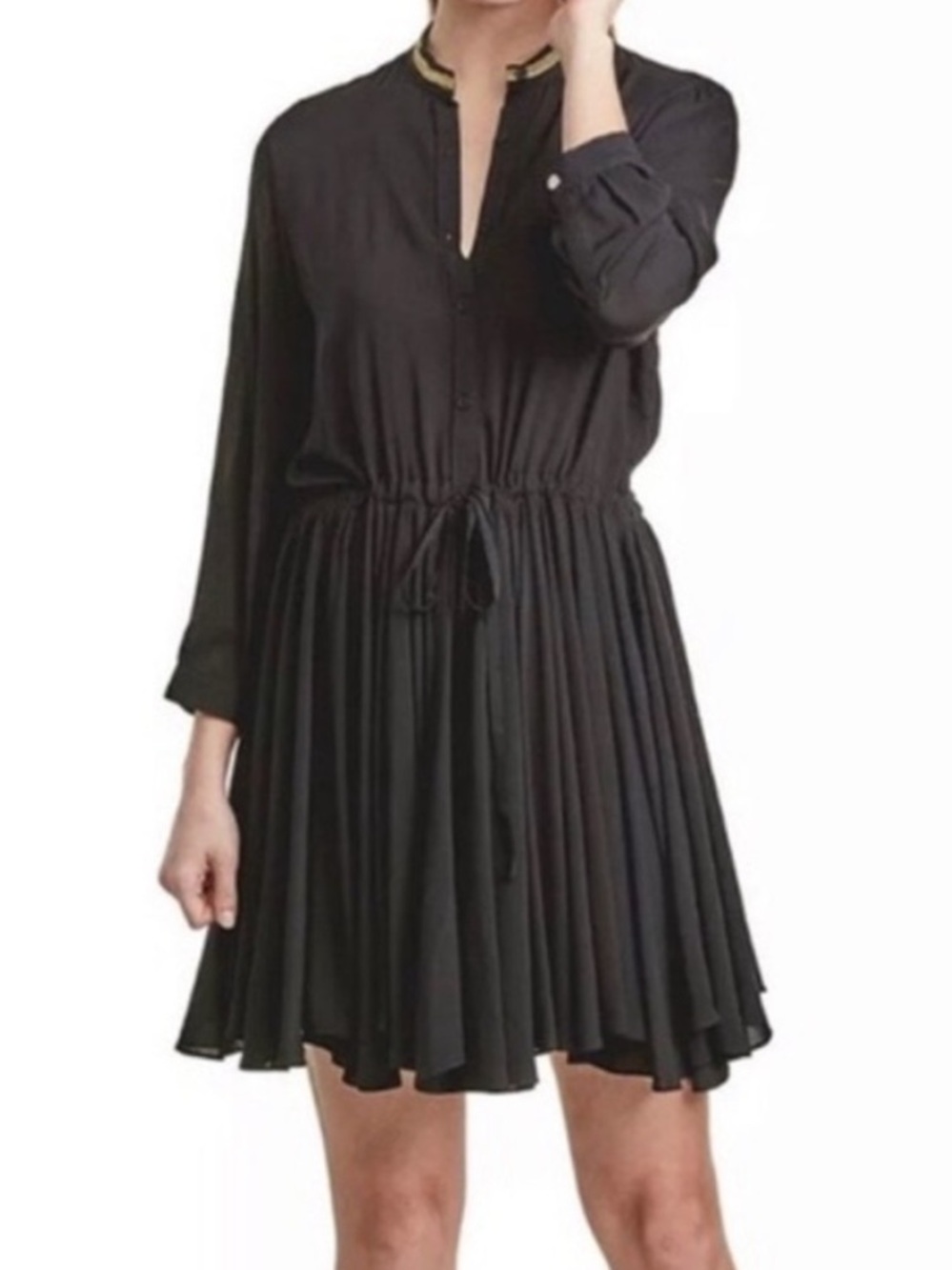 Zadig & Voltaire Ranil Gold Trim Dress in Black